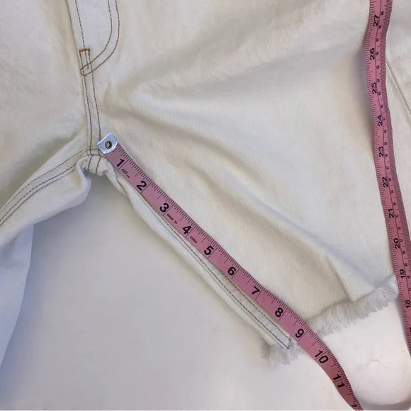 Re/Done || The 80's Long Short Denim Cut Offs Raw Hem Bleach White 29 - Picture 12 of 12